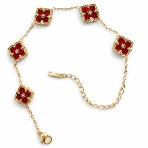 Red Clover Reversible Bracelet 18k Gold Plated
